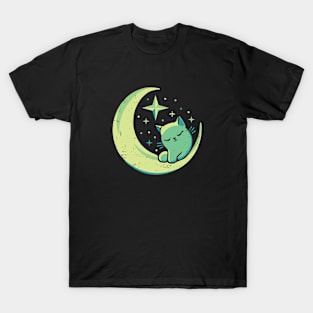 Moon Cat Cute Ethereal Cosmic Aesthetic T-Shirt